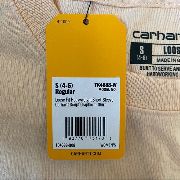 CARHARTT • NEW! Script Logo Graphic Tee T-Shirt - Cantaloupe Heather - Size S - Picture 7 of 11